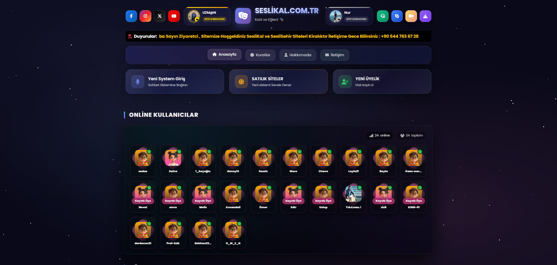 Mobil Sohbet Ana Giriş